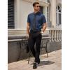 imageCOOFANDY Mens Dress Shirts Stain Shield Short Sleeve Button Down Shirts Summer Wrinkle Free Business Casual ShirtNavy Blue