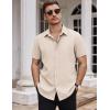 imageCOOFANDY Mens Dress Shirts Stain Shield Short Sleeve Button Down Shirts Summer Wrinkle Free Business Casual ShirtSkinbeige
