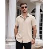 imageCOOFANDY Mens Dress Shirts Stain Shield Short Sleeve Button Down Shirts Summer Wrinkle Free Business Casual ShirtSkinbeige