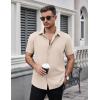 imageCOOFANDY Mens Dress Shirts Stain Shield Short Sleeve Button Down Shirts Summer Wrinkle Free Business Casual ShirtSkinbeige