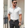 imageCOOFANDY Mens Dress Shirts Stain Shield Short Sleeve Button Down Shirts Summer Wrinkle Free Business Casual ShirtWhite