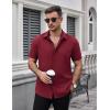 imageCOOFANDY Mens Dress Shirts Stain Shield Short Sleeve Button Down Shirts Summer Wrinkle Free Business Casual ShirtWine Red