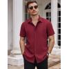 imageCOOFANDY Mens Dress Shirts Stain Shield Short Sleeve Button Down Shirts Summer Wrinkle Free Business Casual ShirtWine Red