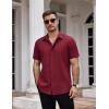 imageCOOFANDY Mens Dress Shirts Stain Shield Short Sleeve Button Down Shirts Summer Wrinkle Free Business Casual ShirtWine Red