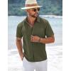 imageCOOFANDY Mens Short Sleeve Button Down Shirts Summer Casual Textured Shirt Vacation Beach Wedding Shirts with PocketArmy Green