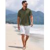 imageCOOFANDY Mens Short Sleeve Button Down Shirts Summer Casual Textured Shirt Vacation Beach Wedding Shirts with PocketArmy Green