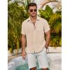 imageCOOFANDY Mens Short Sleeve Button Down Shirts Summer Casual Textured Shirt Vacation Beach Wedding Shirts with PocketBeige