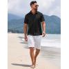 imageCOOFANDY Mens Short Sleeve Button Down Shirts Summer Casual Textured Shirt Vacation Beach Wedding Shirts with PocketBlack