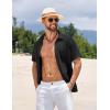 imageCOOFANDY Mens Short Sleeve Button Down Shirts Summer Casual Textured Shirt Vacation Beach Wedding Shirts with PocketBlack