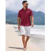 imageCOOFANDY Mens Short Sleeve Button Down Shirts Summer Casual Textured Shirt Vacation Beach Wedding Shirts with PocketBurgundy
