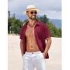 imageCOOFANDY Mens Short Sleeve Button Down Shirts Summer Casual Textured Shirt Vacation Beach Wedding Shirts with PocketBurgundy