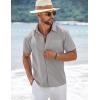 imageCOOFANDY Mens Short Sleeve Button Down Shirts Summer Casual Textured Shirt Vacation Beach Wedding Shirts with PocketGray