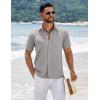 imageCOOFANDY Mens Short Sleeve Button Down Shirts Summer Casual Textured Shirt Vacation Beach Wedding Shirts with PocketGray