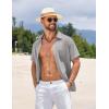 imageCOOFANDY Mens Short Sleeve Button Down Shirts Summer Casual Textured Shirt Vacation Beach Wedding Shirts with PocketGray