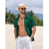 imageCOOFANDY Mens Short Sleeve Button Down Shirts Summer Casual Textured Shirt Vacation Beach Wedding Shirts with PocketGreen