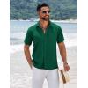 imageCOOFANDY Mens Short Sleeve Button Down Shirts Summer Casual Textured Shirt Vacation Beach Wedding Shirts with PocketGreen