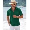 imageCOOFANDY Mens Short Sleeve Button Down Shirts Summer Casual Textured Shirt Vacation Beach Wedding Shirts with PocketGreen