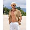 imageCOOFANDY Mens Short Sleeve Button Down Shirts Summer Casual Textured Shirt Vacation Beach Wedding Shirts with PocketKhaki