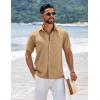 imageCOOFANDY Mens Short Sleeve Button Down Shirts Summer Casual Textured Shirt Vacation Beach Wedding Shirts with PocketKhaki