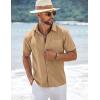 imageCOOFANDY Mens Short Sleeve Button Down Shirts Summer Casual Textured Shirt Vacation Beach Wedding Shirts with PocketKhaki