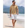 imageCOOFANDY Mens Short Sleeve Button Down Shirts Summer Casual Textured Shirt Vacation Beach Wedding Shirts with PocketKhaki
