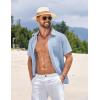 imageCOOFANDY Mens Short Sleeve Button Down Shirts Summer Casual Textured Shirt Vacation Beach Wedding Shirts with PocketLight Blue