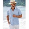 imageCOOFANDY Mens Short Sleeve Button Down Shirts Summer Casual Textured Shirt Vacation Beach Wedding Shirts with PocketLight Blue