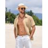 imageCOOFANDY Mens Short Sleeve Button Down Shirts Summer Casual Textured Shirt Vacation Beach Wedding Shirts with PocketLight Khaki