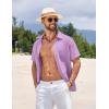 imageCOOFANDY Mens Short Sleeve Button Down Shirts Summer Casual Textured Shirt Vacation Beach Wedding Shirts with PocketLight Purple