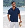 imageCOOFANDY Mens Short Sleeve Button Down Shirts Summer Casual Textured Shirt Vacation Beach Wedding Shirts with PocketNavy Blue