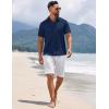 imageCOOFANDY Mens Short Sleeve Button Down Shirts Summer Casual Textured Shirt Vacation Beach Wedding Shirts with PocketNavy Blue