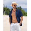 imageCOOFANDY Mens Short Sleeve Button Down Shirts Summer Casual Textured Shirt Vacation Beach Wedding Shirts with PocketNavy Blue
