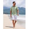 imageCOOFANDY Mens Short Sleeve Button Down Shirts Summer Casual Textured Shirt Vacation Beach Wedding Shirts with PocketSage Green