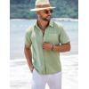 imageCOOFANDY Mens Short Sleeve Button Down Shirts Summer Casual Textured Shirt Vacation Beach Wedding Shirts with PocketSage Green