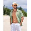 imageCOOFANDY Mens Short Sleeve Button Down Shirts Summer Casual Textured Shirt Vacation Beach Wedding Shirts with PocketSage Green