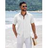 imageCOOFANDY Mens Short Sleeve Button Down Shirts Summer Casual Textured Shirt Vacation Beach Wedding Shirts with PocketWhite
