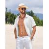 imageCOOFANDY Mens Short Sleeve Button Down Shirts Summer Casual Textured Shirt Vacation Beach Wedding Shirts with PocketWhite
