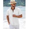 imageCOOFANDY Mens Short Sleeve Button Down Shirts Summer Casual Textured Shirt Vacation Beach Wedding Shirts with PocketWhite