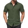 imageCOOFANDY Mens Dress Shirts Stain Shield Short Sleeve Button Down Shirts Summer Wrinkle Free Business Casual ShirtArmy Green