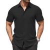 imageCOOFANDY Mens Dress Shirts Stain Shield Short Sleeve Button Down Shirts Summer Wrinkle Free Business Casual ShirtBlack