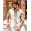 imageCOOFANDY Mens Casual Vintage Bowling Shirt Short Sleeve Button Down Summer Beach Untucked ShirtsKhakiwhite