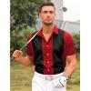 imageCOOFANDY Mens Casual Vintage Bowling Shirt Short Sleeve Button Down Summer Beach Untucked ShirtsPoppy Redwhite