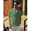 imageCOOFANDY Mens Cuban Guayabera Shirt Short Sleeve Button Down Shirts Casual Summer Beach Linen ShirtsA  Army Green