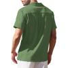 imageCOOFANDY Mens Cuban Guayabera Shirt Short Sleeve Button Down Shirts Casual Summer Beach Linen ShirtsA  Army Green