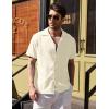 imageCOOFANDY Mens Cuban Guayabera Shirt Short Sleeve Button Down Shirts Casual Summer Beach Linen ShirtsA  Beige