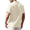 imageCOOFANDY Mens Cuban Guayabera Shirt Short Sleeve Button Down Shirts Casual Summer Beach Linen ShirtsA  Beige