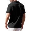 imageCOOFANDY Mens Cuban Guayabera Shirt Short Sleeve Button Down Shirts Casual Summer Beach Linen ShirtsA  Black  White