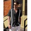 imageCOOFANDY Mens Cuban Guayabera Shirt Short Sleeve Button Down Shirts Casual Summer Beach Linen ShirtsA  Black  White