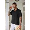 imageCOOFANDY Mens Cuban Guayabera Shirt Short Sleeve Button Down Shirts Casual Summer Beach Linen ShirtsA  Black