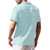 imageCOOFANDY Mens Cuban Guayabera Shirt Short Sleeve Button Down Shirts Casual Summer Beach Linen ShirtsA  Celadon Green
